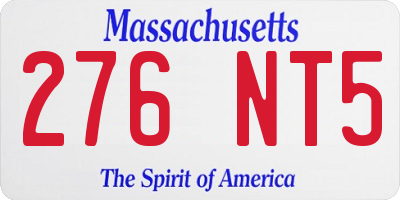 MA license plate 276NT5
