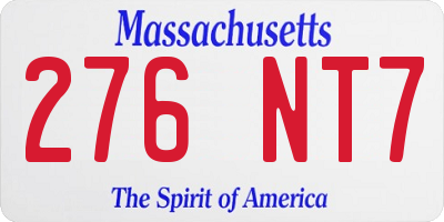 MA license plate 276NT7