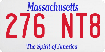 MA license plate 276NT8
