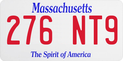 MA license plate 276NT9