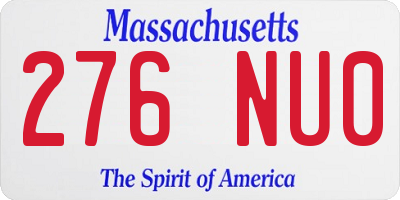 MA license plate 276NU0
