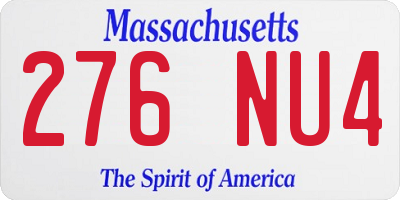MA license plate 276NU4