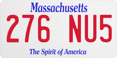 MA license plate 276NU5