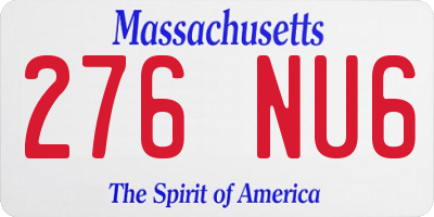 MA license plate 276NU6