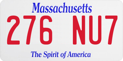 MA license plate 276NU7
