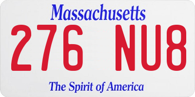 MA license plate 276NU8