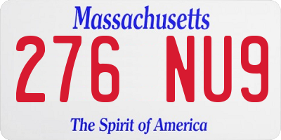 MA license plate 276NU9