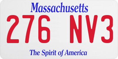 MA license plate 276NV3