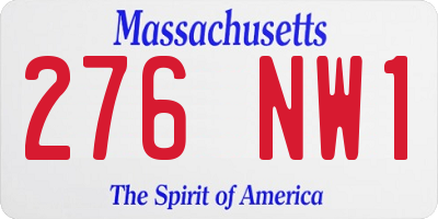 MA license plate 276NW1