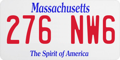 MA license plate 276NW6