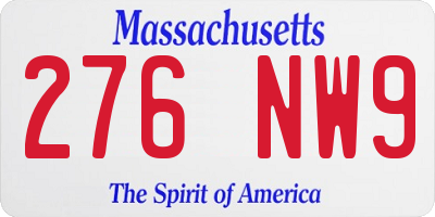 MA license plate 276NW9
