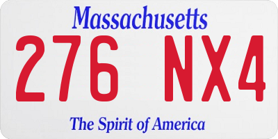 MA license plate 276NX4