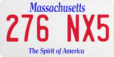 MA license plate 276NX5