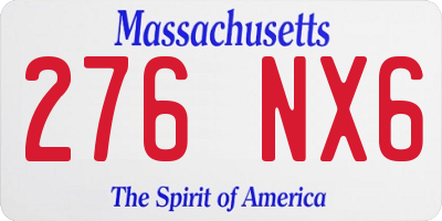 MA license plate 276NX6