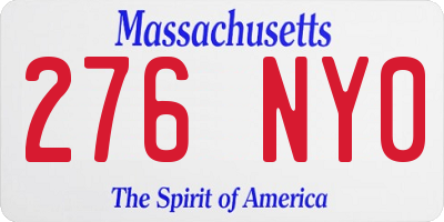 MA license plate 276NY0