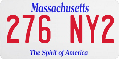 MA license plate 276NY2