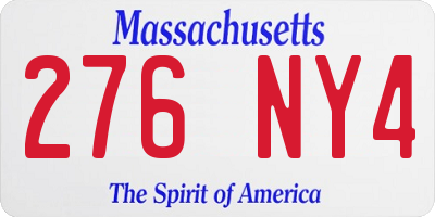 MA license plate 276NY4