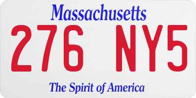 MA license plate 276NY5