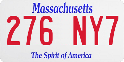 MA license plate 276NY7