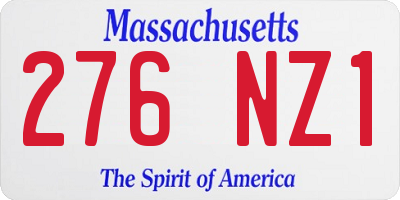 MA license plate 276NZ1