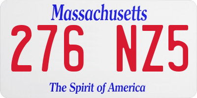 MA license plate 276NZ5