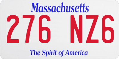 MA license plate 276NZ6