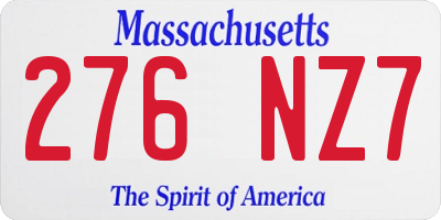 MA license plate 276NZ7