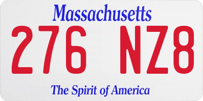 MA license plate 276NZ8