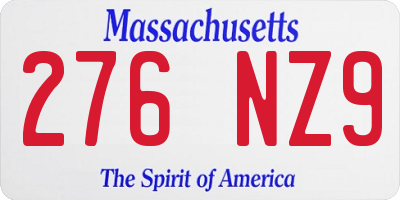 MA license plate 276NZ9