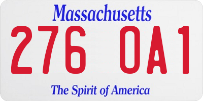 MA license plate 276OA1