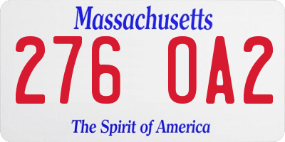 MA license plate 276OA2