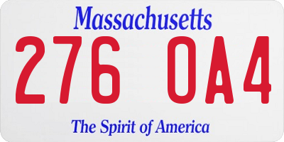 MA license plate 276OA4