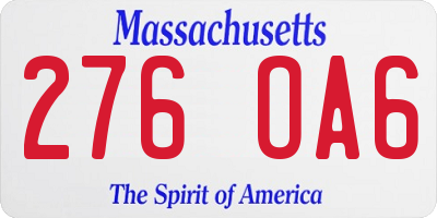 MA license plate 276OA6