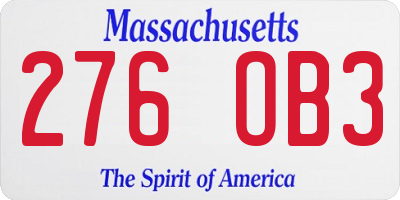 MA license plate 276OB3