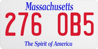 MA license plate 276OB5