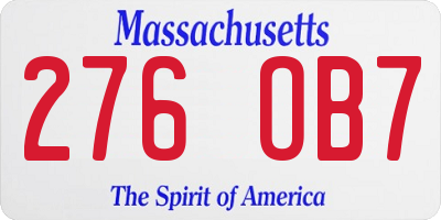MA license plate 276OB7