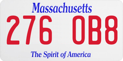 MA license plate 276OB8