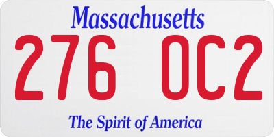MA license plate 276OC2