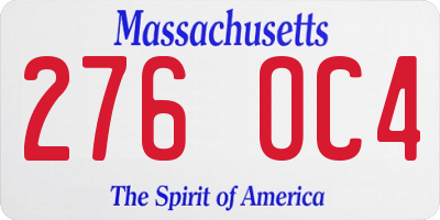 MA license plate 276OC4