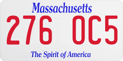 MA license plate 276OC5