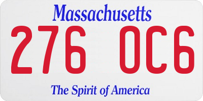 MA license plate 276OC6
