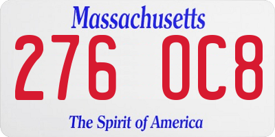MA license plate 276OC8