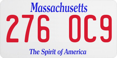 MA license plate 276OC9