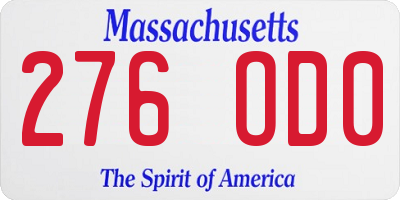 MA license plate 276OD0