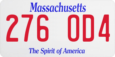MA license plate 276OD4