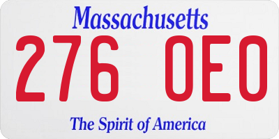 MA license plate 276OE0