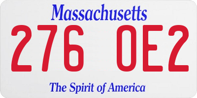 MA license plate 276OE2