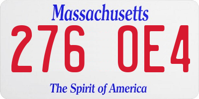 MA license plate 276OE4