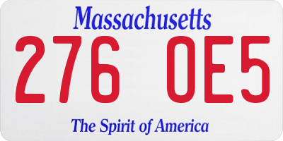MA license plate 276OE5