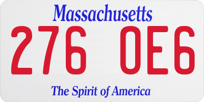 MA license plate 276OE6
